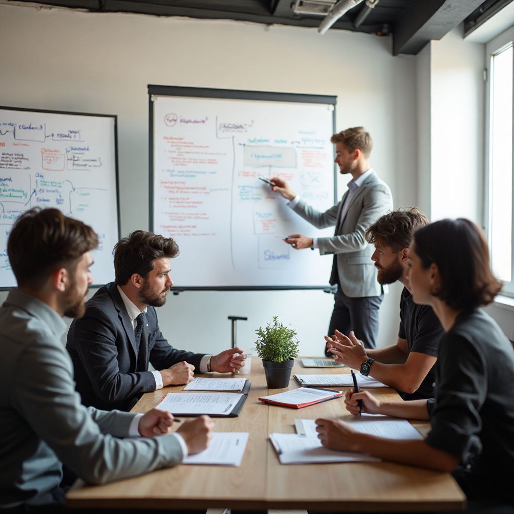 Team meeting brainstorming game concepts